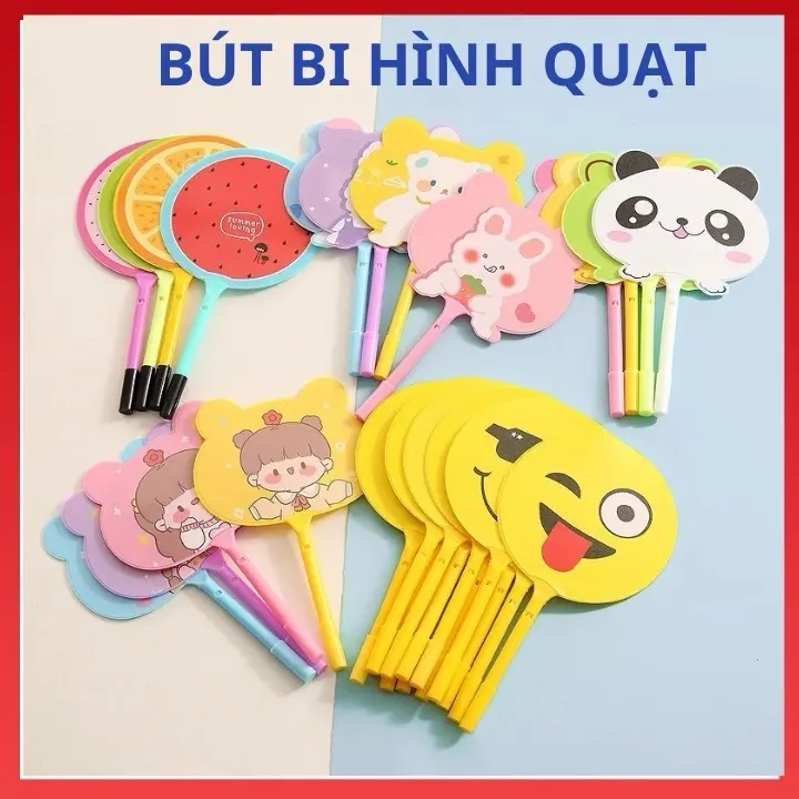 [Sâu Béo Shop]  Bút Bi Hình Quạt Với Những Hoạ Tiết Đáng Yêu