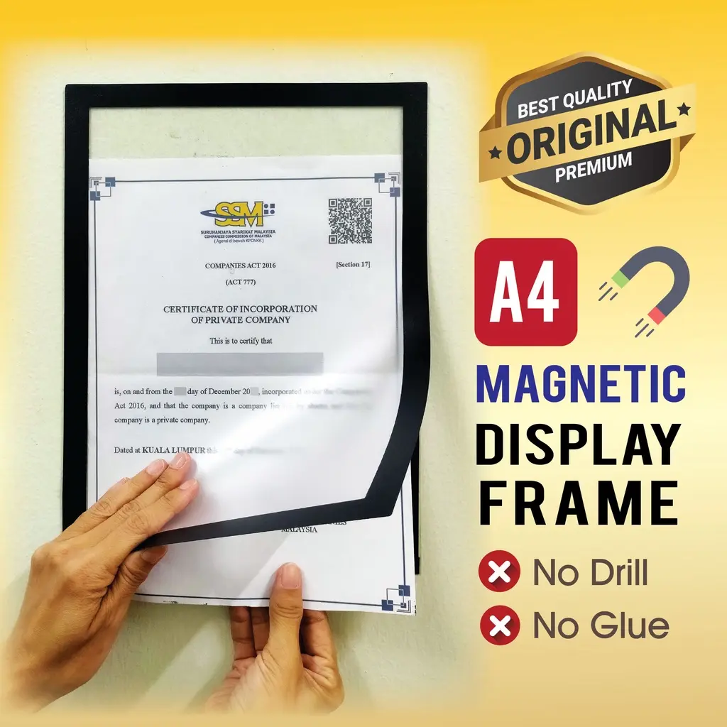 A4 document display magnetic frame PVC protector cover certificate SOP ...