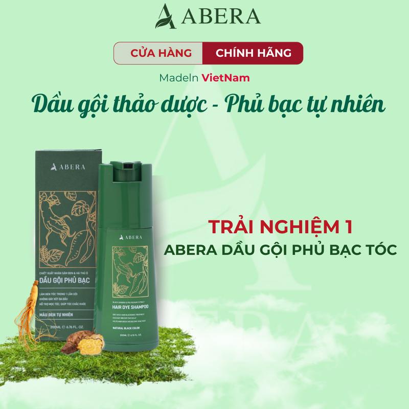Dầu gội phủ bạc ABERA - Gội Nhuộm Phủ Bạc Tóc Tự Nhiên ABERA, Dầu Gội Thành Phần Thảo Dược Tự Nhiên Dưỡng Tóc Giúp Tóc Đen, Suôn Mượt, Dễ Lên Màu Không Gây Kích Ứng - Hỗ Trợ Chăm Sóc Tóc Làm Đen Tóc, Xuất xứ từ Việt Nam