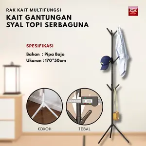 TUTU Gantungan Baju Berdiri Stand Gantungan Kayu Topi Multifungsi Rak mantel Simple Installation Tunggal untuk Gantungan Topi