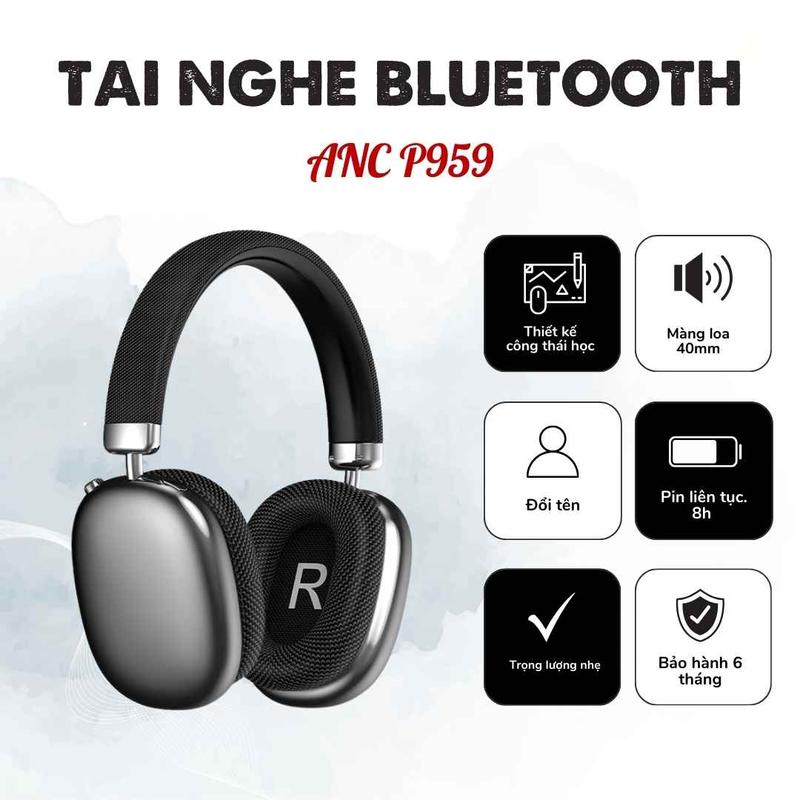 Tai Nghe Bluetooth Chụp Tai ANC P959 - Tai nghe bluetooth ANC P959 chụp tai, không dây, pin 400mAh, bảo hành 1 năm di động trên tai tai nghe trong & tai nghe ống khử tiếng ồn Earphones