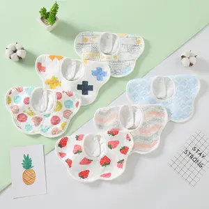 FANCY-- Celemek Bayi Aday Slabber Premium Bahan Kapas Murni 28x28cm Rotasi 360° Dengan Dua Tombol Anti Air & Liur Kartun Lucu