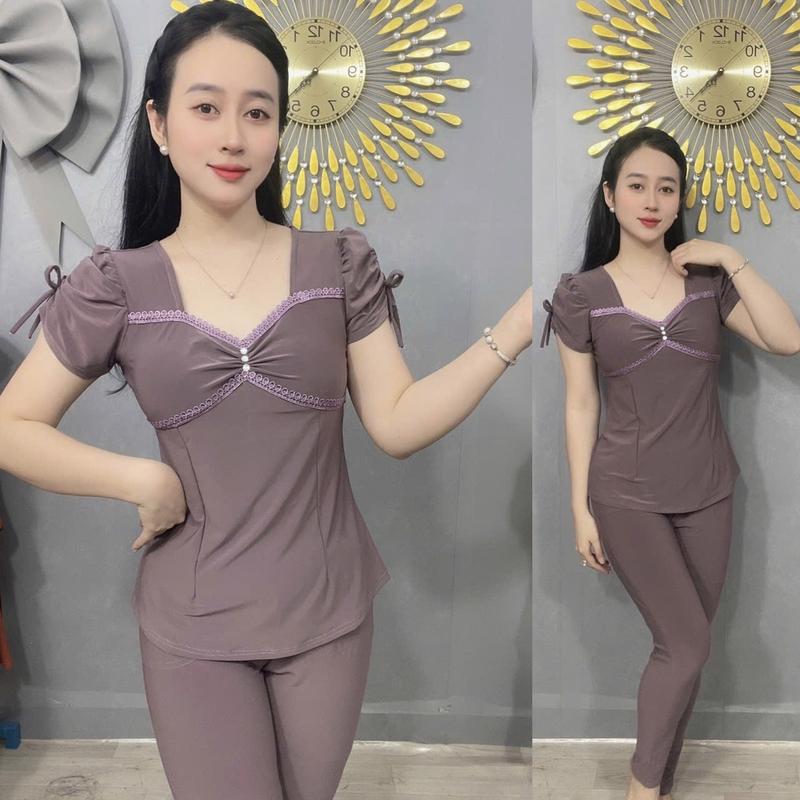 Product Introduction of - Đồ bộ thiết kế thun ladong màu , cổ tim phối ren !!! 18