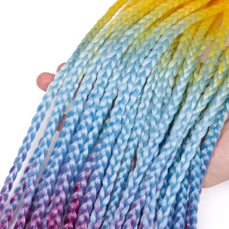 Wig Kepang Warna Gradasi Dengan Kepang Panjang Wig Kepang Wanita Tiruan Gaya Strap-On, Aksesori Rambut 60 CM Pertunjukan Panggung Cocok Untuk Dewasa Dan Anak-Anak 6