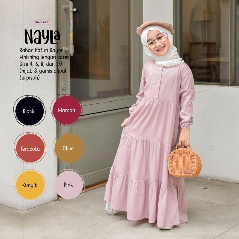 Gamis Anak Perempuan Muslim 4 s/d 11 Tahun Homey Dress Nayla Polos By Erlimakids Bahan Katun Rayon Viscose Premium Lucu Dan Cantik Nyaman Dipakai Bisa COD 3