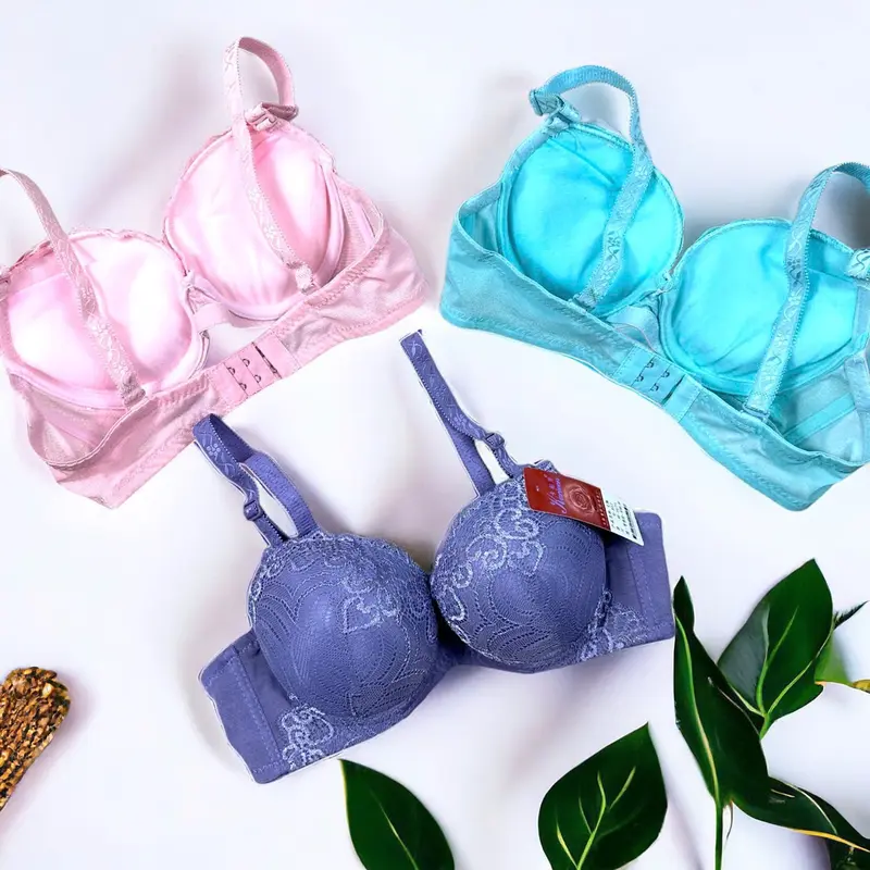 áo lót ren quyến rữ nâng vòng 1 siêu dày  5cm  MS: 817 Women Voi Nhung Viền Ren chỉ giặt tay 【 xám xanh lá 】 Kem áo  tạo khe ngực dày 1