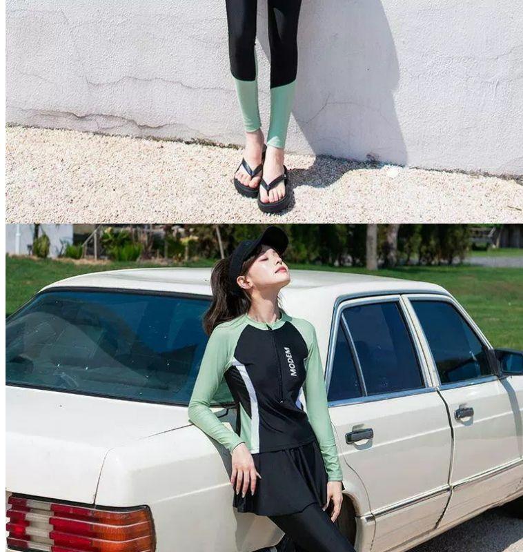 Product Introduction of [Alluer] Two-Piece Swimsuit for Women Long Sleeve Long Pants Sun Protection 2025 New Slimming Hot Spring Swimwear Jellyfish Suit Surfing Diving Suit mark  zuckerberg  blue  jumpsuit เอื้อย  ไหม  คน  ลาว 9