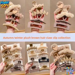 กิ๊บติดผมขนาดใหญ่ ผ้าพลัฌ ฤดูใบไม้ร่วง ฤดูหนาว มูลค่าสูง เครื่องประดับผมระดับไฮเอนด์ กิ๊บติดผม กิ๊บติดผมหลังหัว เครื่องประดับผม แฟชั่นสตรี สไตล์ใหม่ ปี 2025