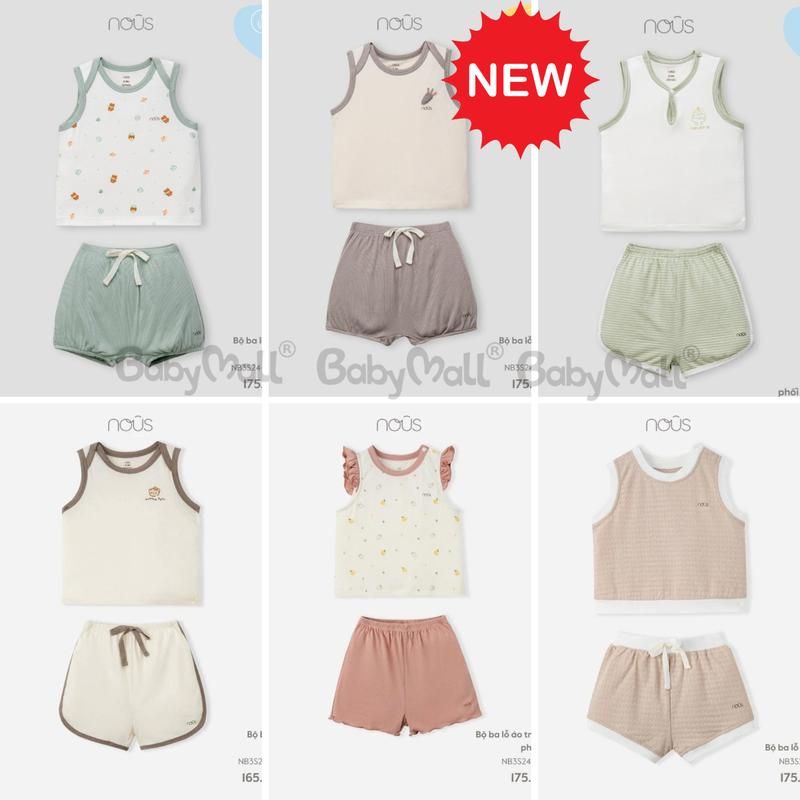 Nous 84 Bộ ba lỗ siêu thoáng mát chất vải petit/ sợi tre/ nu air mùa hè cho bé mềm mát