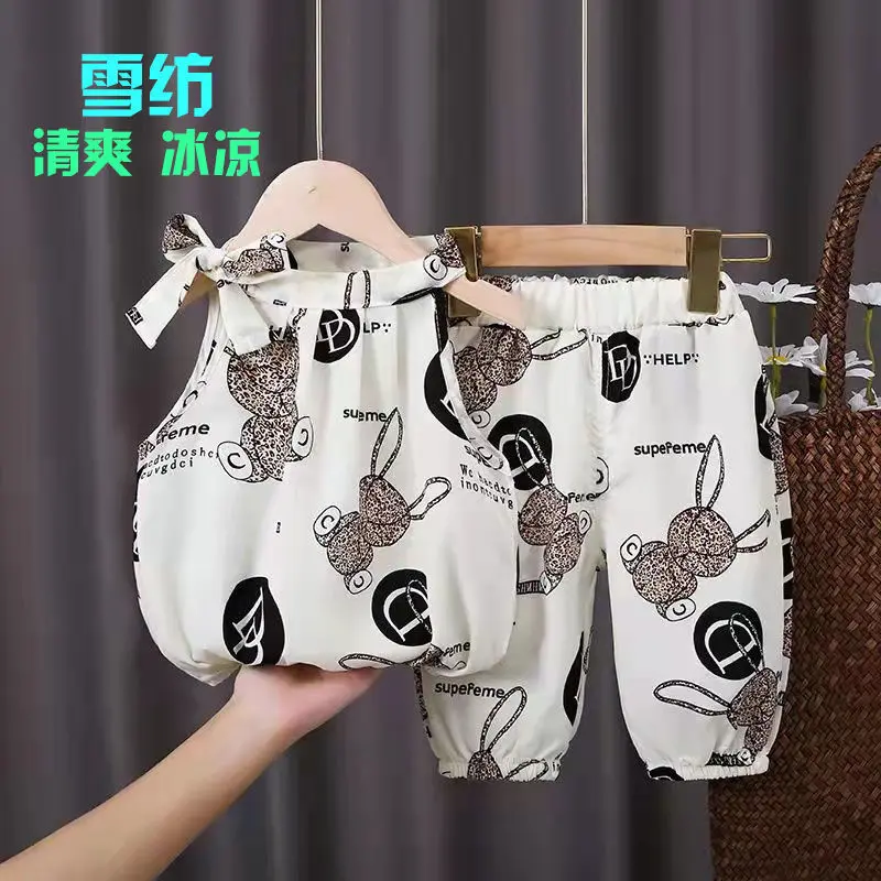 Bộ Đồ Mùa Hè Cho Bé Gái, Hàng Mới Về 2024, Quần Áo Trẻ Em, Thời Trang Và Phong Cách, Áo Ba Lỗ Không Tay Quần Đùi, Bộ Hai Mảnh, Cho Bé Gái