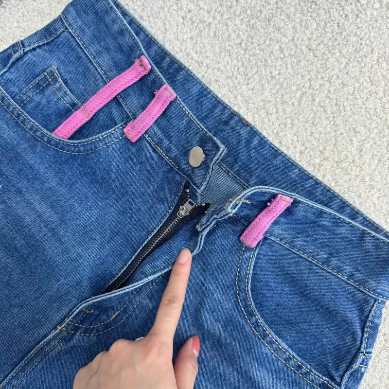 Quần baggy Bigsize Nữ cách điệu rách xanh viền đai túi hồng tôn dáng thời trang năng động cá tính size 60-95kg - Q504 7
