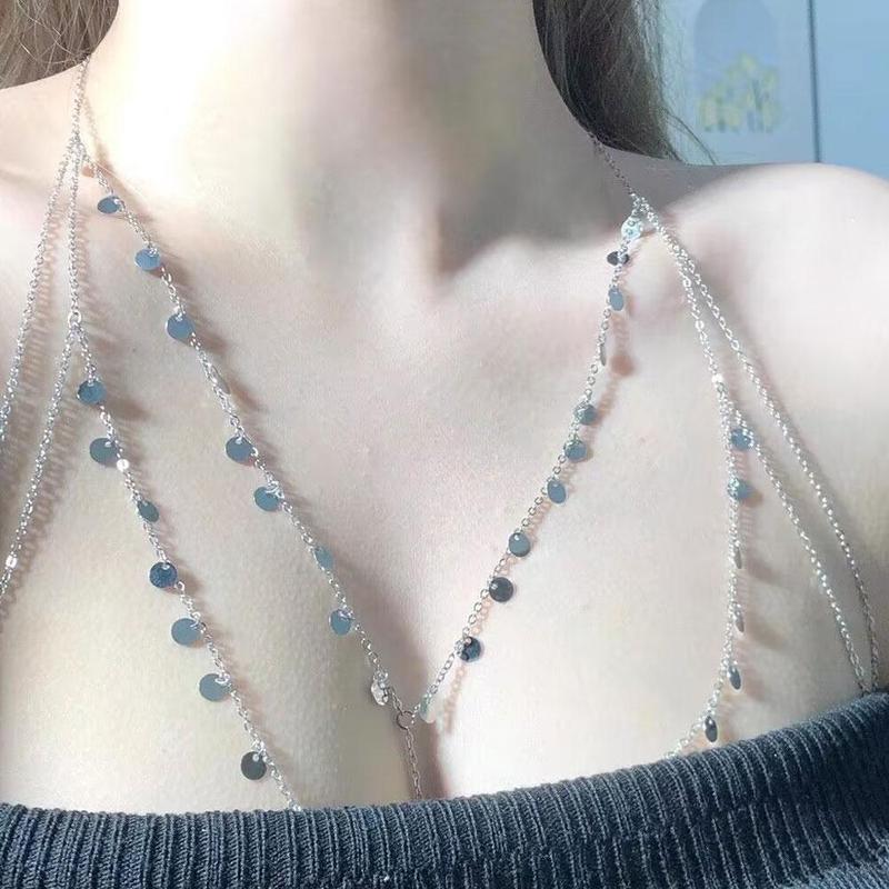 Dây Chuyền Ngực, Dành Cho Nữ, Kim Loại Sáng Bóng, Quyến Rũ Mỏng, Phụ Kiện Thời Trang, Gợi Cảm, T7K5 4
