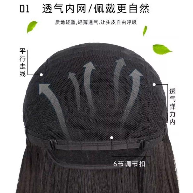 2024 Raspberry Red Wig Women's Long Hair Mid-Length Eight-Character Bangs Big Wave Long Curly Hair Natural Imitation Full Human Hair Full-Head Wig 7