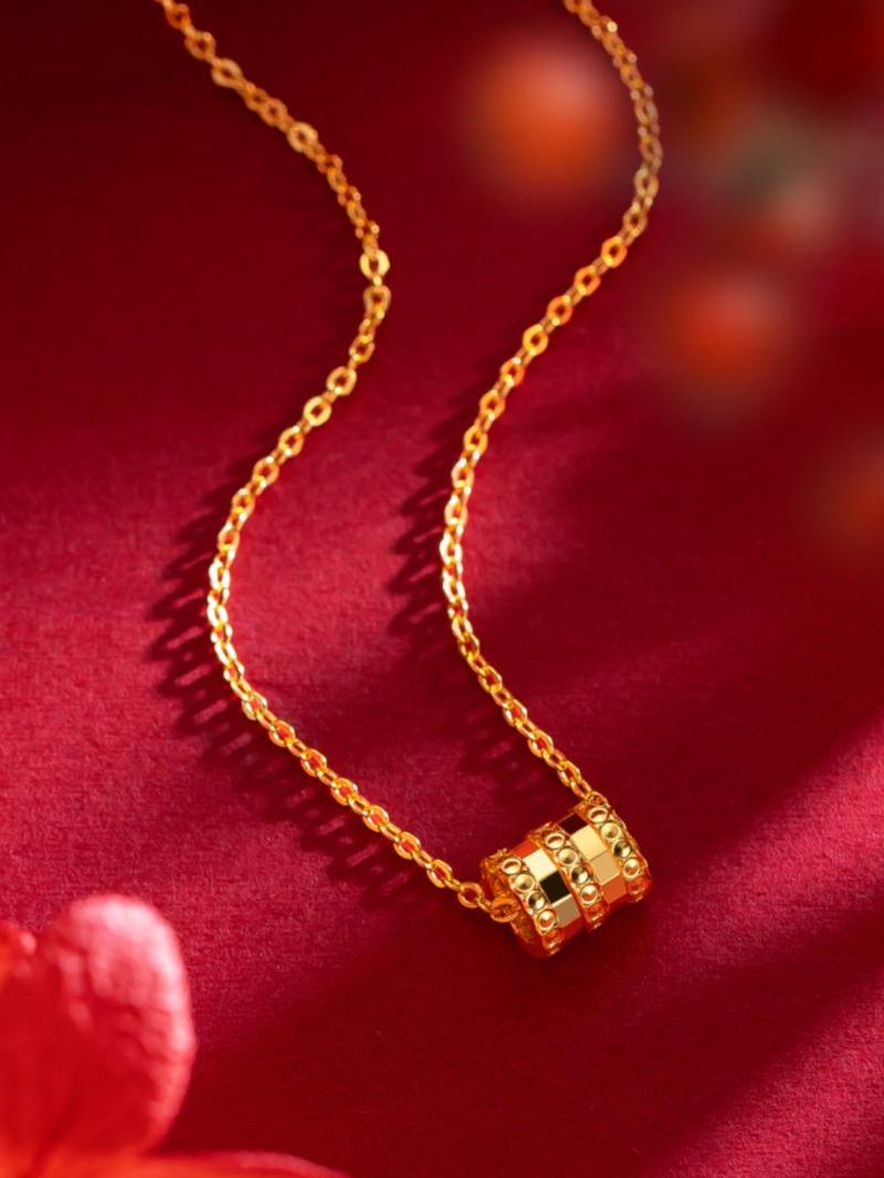 Product Introduction of SOURCE Vietnam Alluvial Gold Necklace Women 999 Pure Gold 18K Gold Plated Bow Flower Pendant Clavicle Chain Gold Plated 1