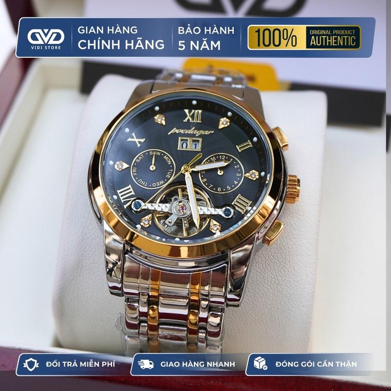 ĐỒNG HỒ CƠ CHÍNH HÃNG POEDAGAR CHẠY 4 MÁY 3 LỊCH (THỨ, NGÀY, THÁNG) CHỐNG NƯỚC 5ATM /THÉP 316L THIẾT KẾ TRƯỞNG THÀNH, QUÝ PHÁI, TRẺ TRUNG / WATCH ĐEO TAY / VD06