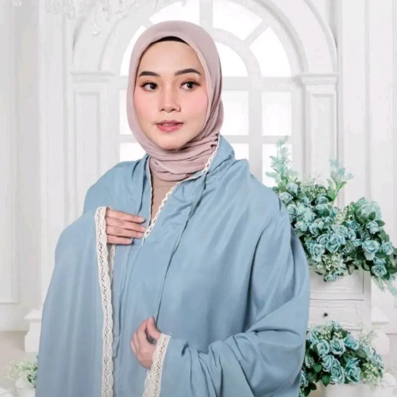 Mukena traveling 2 in 1 katun mikro,Mukena leona,polos dewasa Lembut Muslim Sajadah Atasan 6