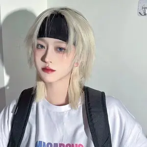 Serigala Ekor Rambut Palsu Tutup Kepala Net Merah Mullet Kepala Pendek Rambut Lurus Tampan Alami Berbulu Jepang Versi Korea Siswa Unisex