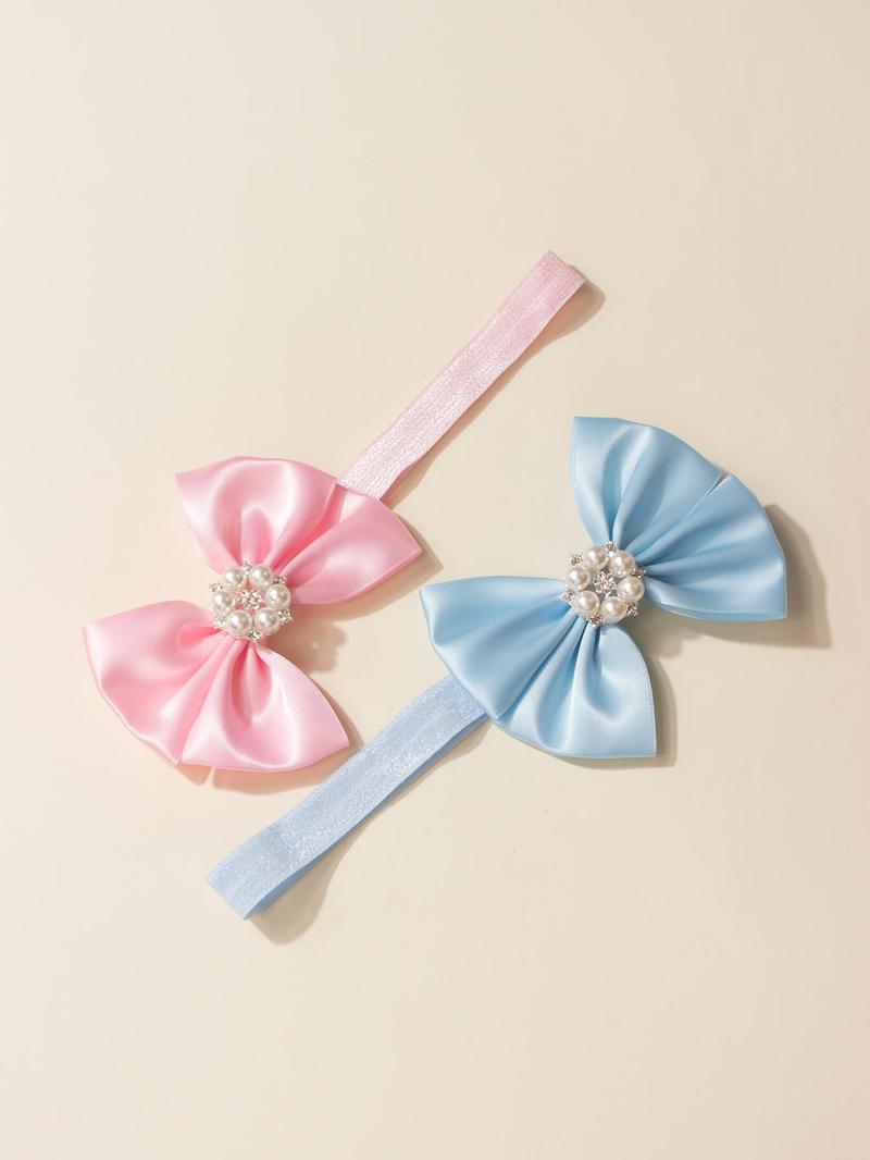 Product Introduction of Cute Bowknot Design Baby Hair with Faux Pearls Decor, Fashion Solid Color Baby Hair Accessories for Baby Girls & Boys 3
