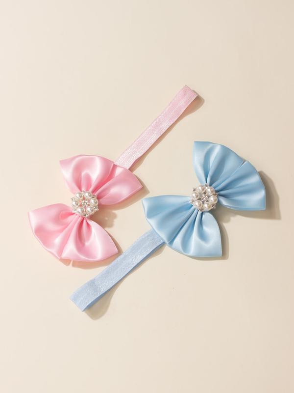 Cute Bowknot Design Baby Hair with Faux Pearls Decor, Fashion Solid Color Baby Hair Accessories for Baby Girls & Boys 4