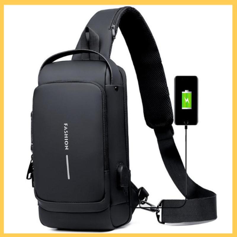 Túi đeo chéo,Túi đeo vai có khóa số, vải chống thấm, tích hợp cổng sạc USB - Fashion Bag Đồng Nam