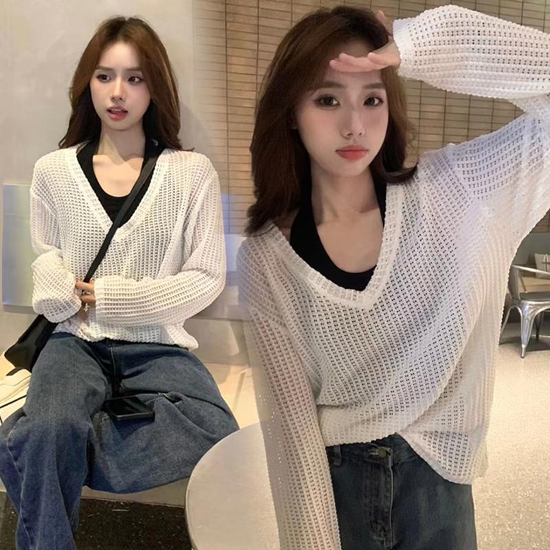 💥[A195] SET (2 MÓN) áo len dệt kim Montoghi kiểu YẾM MIX áo LƯỚI DÀI CỔ V đi biển sành điệu - L2M (Top thời trang Nữ Nhung Women ) 【 hoa hồng 】 9