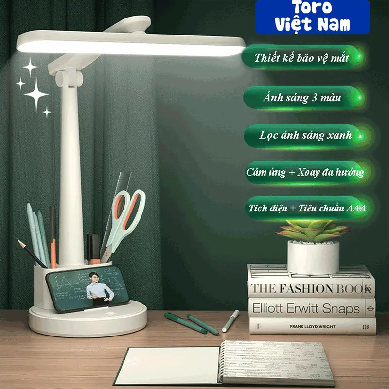 Đèn học tích điện điều chỉnh 3 chế độ màu dung lượng khủng 3200Mh bảo vệ thị lực Toro Việt Nam 0