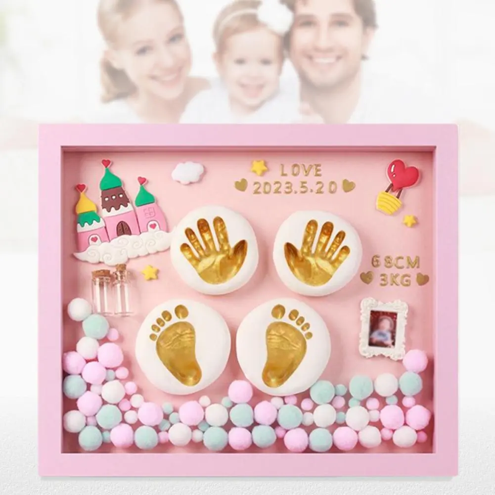 Baby Hand Foot Print Baby Gift Set Newborn Full Moon Hamper Gift Baby Boy Girl Frame
