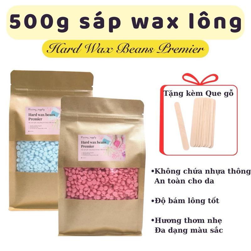 [Che tên sp] Túi 500g sáp hạt wax lông cao cấp Premier đủ màu. Tặng kèm que gỗ & HDSD wax lông. Women sisap  waxlonggiatot sap ria mép sáp nhổ râu wax bikini Waxing vùng kín