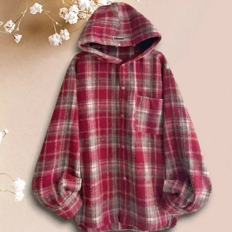 Áo Sơ Mi  Kẻ Khoác Ngoài FLannel CaRo dài tay nam nữ có mũ fom rộng Chất vải dạ kẻ Dày Dặn Thoáng Mát Unisex