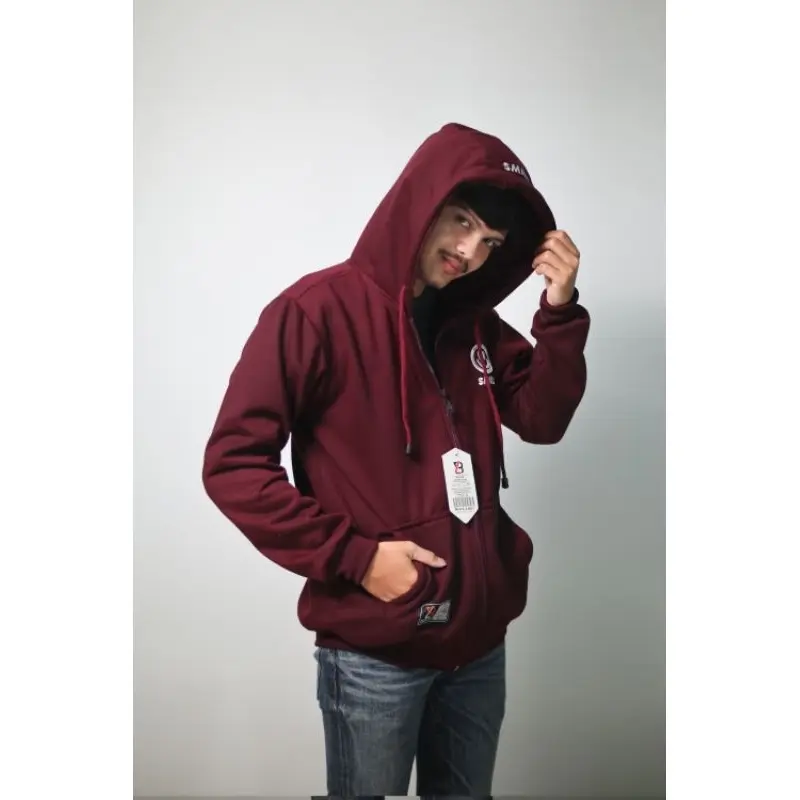Jaket Hoodie Zipper Bordir Smile Distro Nyaman  Kerah Remaja Keren 3