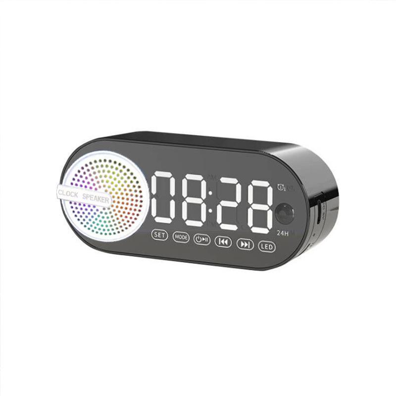 Product Introduction of Mini Wireless Bluetooth Speaker LED Plastic  Alarm Clock Multifunctional Stereo Speaker  Smartphone TF Card FM Colorful Lighting  Portable Small Alarm Clock Audio 2