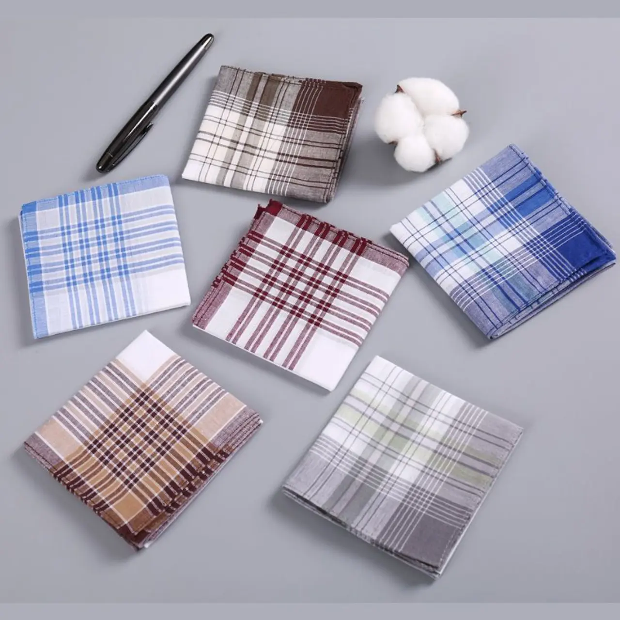 6/12PCS 40x40CM Cotton Handkerchief Towel for Adult Big Square Bandanas Multiple Use Face Towel Men Sweat Wipe Cloth