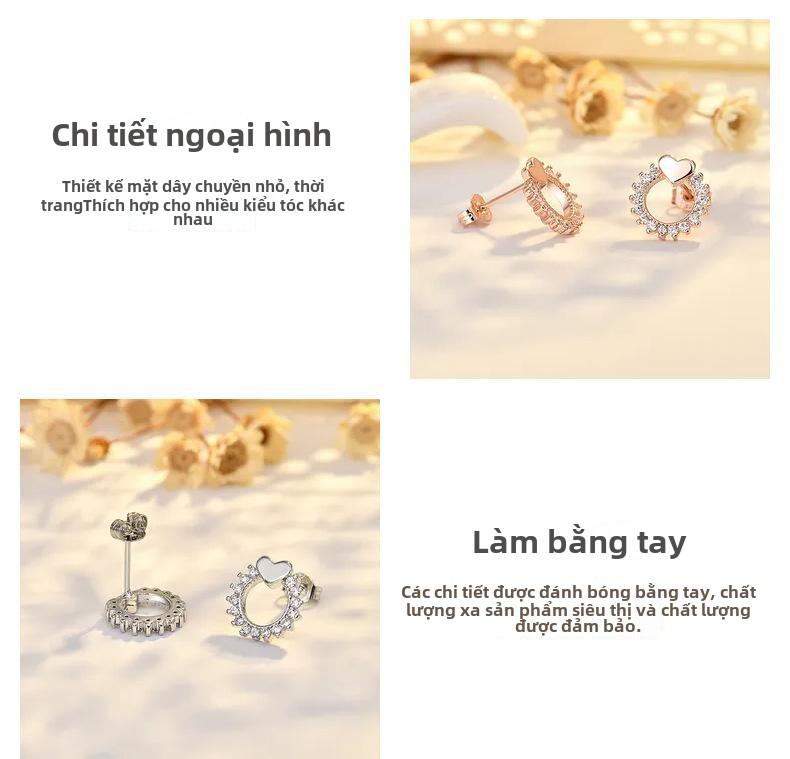 Product Introduction of Bông Tai Kim Cương, Thiết Kế Hình Trái Tim Sáng Tạo, Hoa Hướng Dương Thanh Lịch Tươi Mới Và Ngọt Ngào, Kim Bạc S925, Bông Tai Đinh tán 16