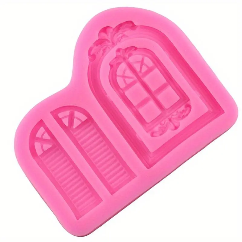 Vintage Window Door Shaped Cake Border Silicone Mold, 1 Count Fondant Cake Decorating Tool, Cupcake Candy Chocolate Mold, Baking Accessories 4