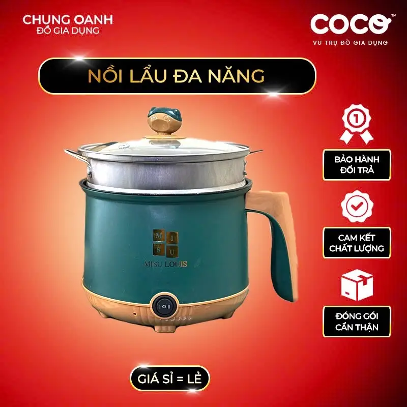 Nồi Lẩu Điện Mini 2 tầng, Ca Mì 2 Tầng,Tặng Giá Hấp INOX  Nướng, Luộc, Chiên Chống Dính Vấn Đá Tiện Lợi Nồi Điện Nấu Ăn Nồi Hấp
