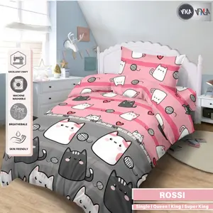 BEDCOVER SET KARAKTER [Katun Lokal] Bedcover Sprei Sarung Bantal Guling Motif Karakter Cute Lucu Anak Perempuan Ukuran Kasur Single,Queen,King