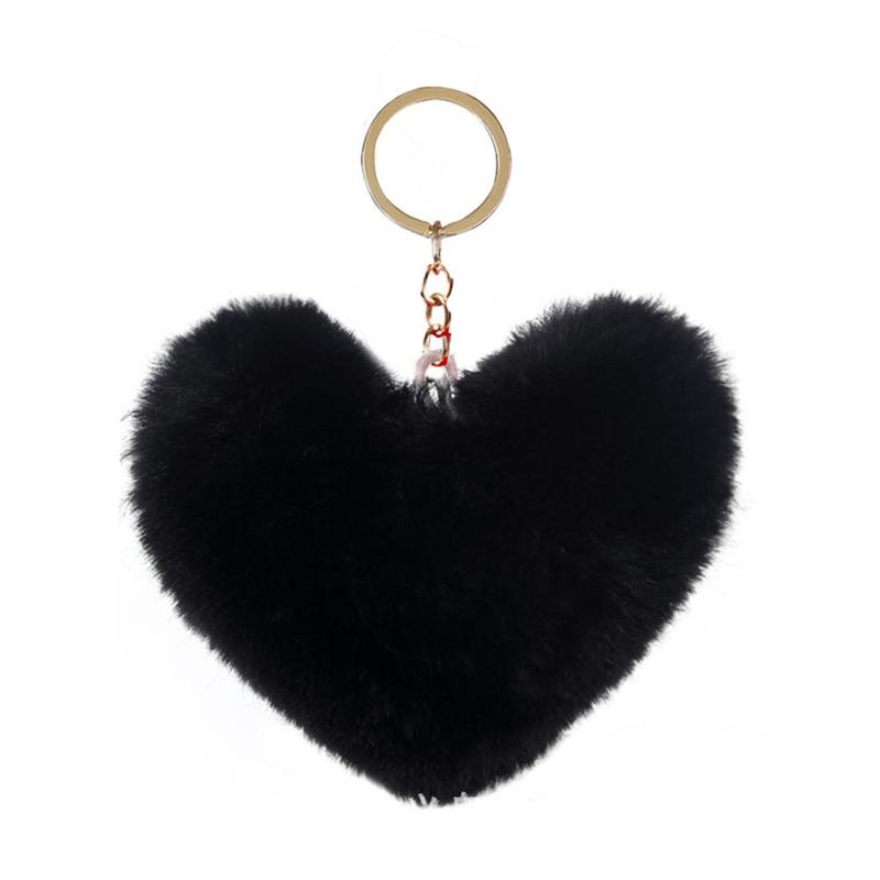 Product Introduction of 【COD】 Love Heart Fur Ball Keychain Peach Heart Plush Car Ornaments Couple Heart Shaped Pendant 10