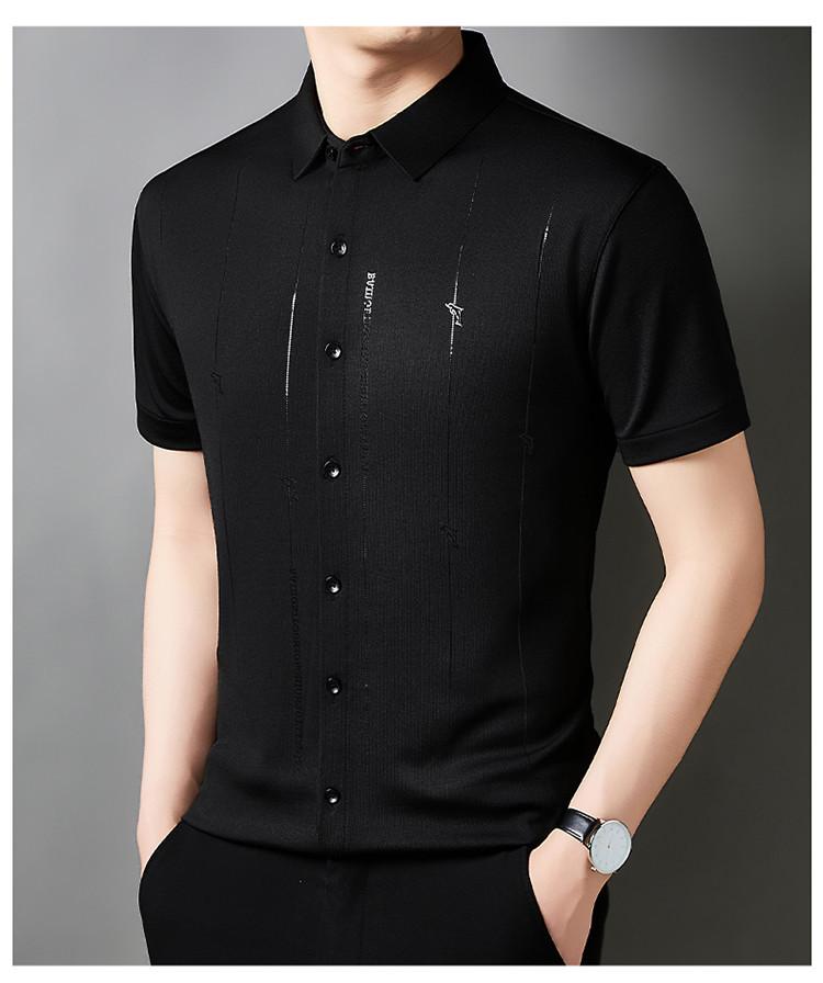 Product Introduction of Men's Casual Polo Shirt Short Sleeve Breathable Easy Versatile Striped Design 8