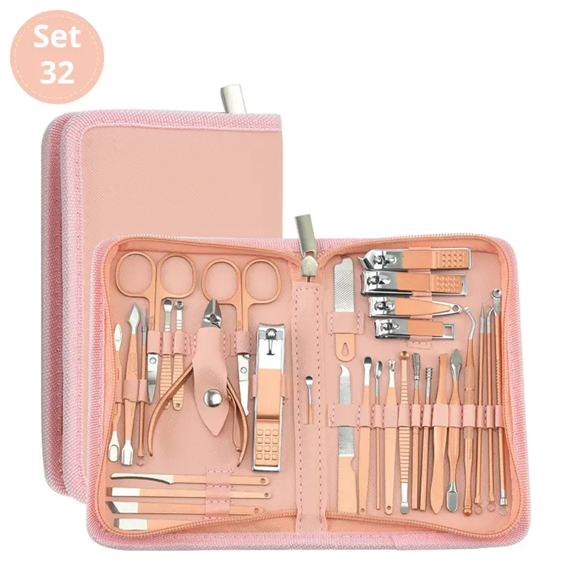 Manicure Set 32 in 1 Alat perawatan kuku 1 Set isi 32pcs Set Manikur Perawatan Kuku gunting nail tangan Kotoran Mempercantik 0