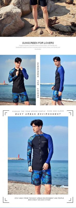Product Introduction of Korean Swimsuit Men's Diving Suit Quick-Drying Long-Sleeved Trousers Sunscreen Jellyfish Surfing Suit Hot Spring Vacation Split Swimsuit 10