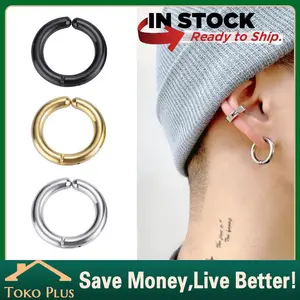 Anting Klip Tanpa Tindik Bahan Titanium Steel Gaya Hip Hop Untuk Pria / Wanita
