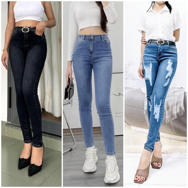 AKJ D24 Quần Jean Nữ Lưng Cao Big Size Màu Xám Women Pants