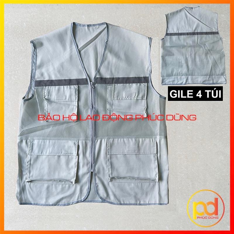 Áo gile kĩ sư công trình nam, áo gile bảo hộ phản quang khoác ngoài, 4 túi hộp tiện lợi thoáng mát thời trang 5