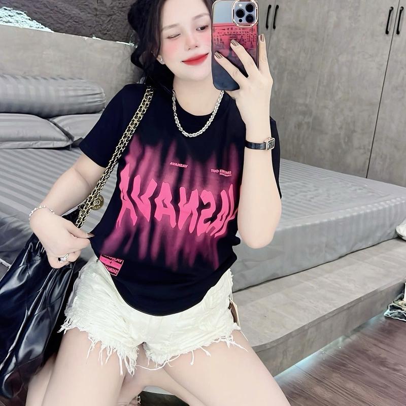  | A069 | - Áo Thun Nữ  VasNaVa  Dáng Babytee Ôm Vừa Co Giãn Tốt Women Cổ Tròn  tshirt  women Top Màu Đen 