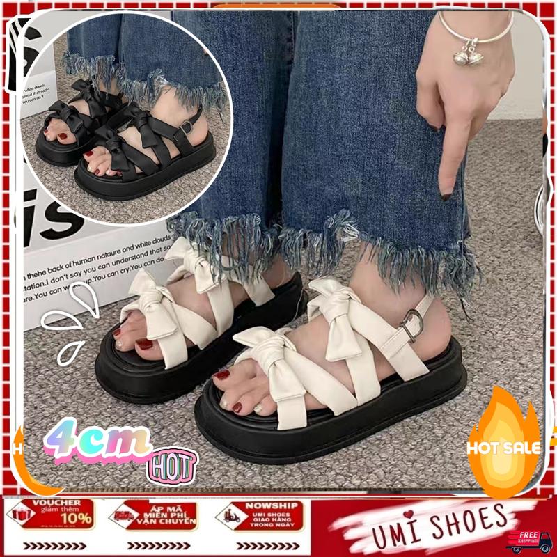 [NEW - HÀNG SẴN] Dép  SANDAL Nữ SD NONO Đế Bằng Cao 3p Kiểu Quai  NƠ đi chơi, ĐI HỌC đẹp xinh thời trang DéP Shoes
