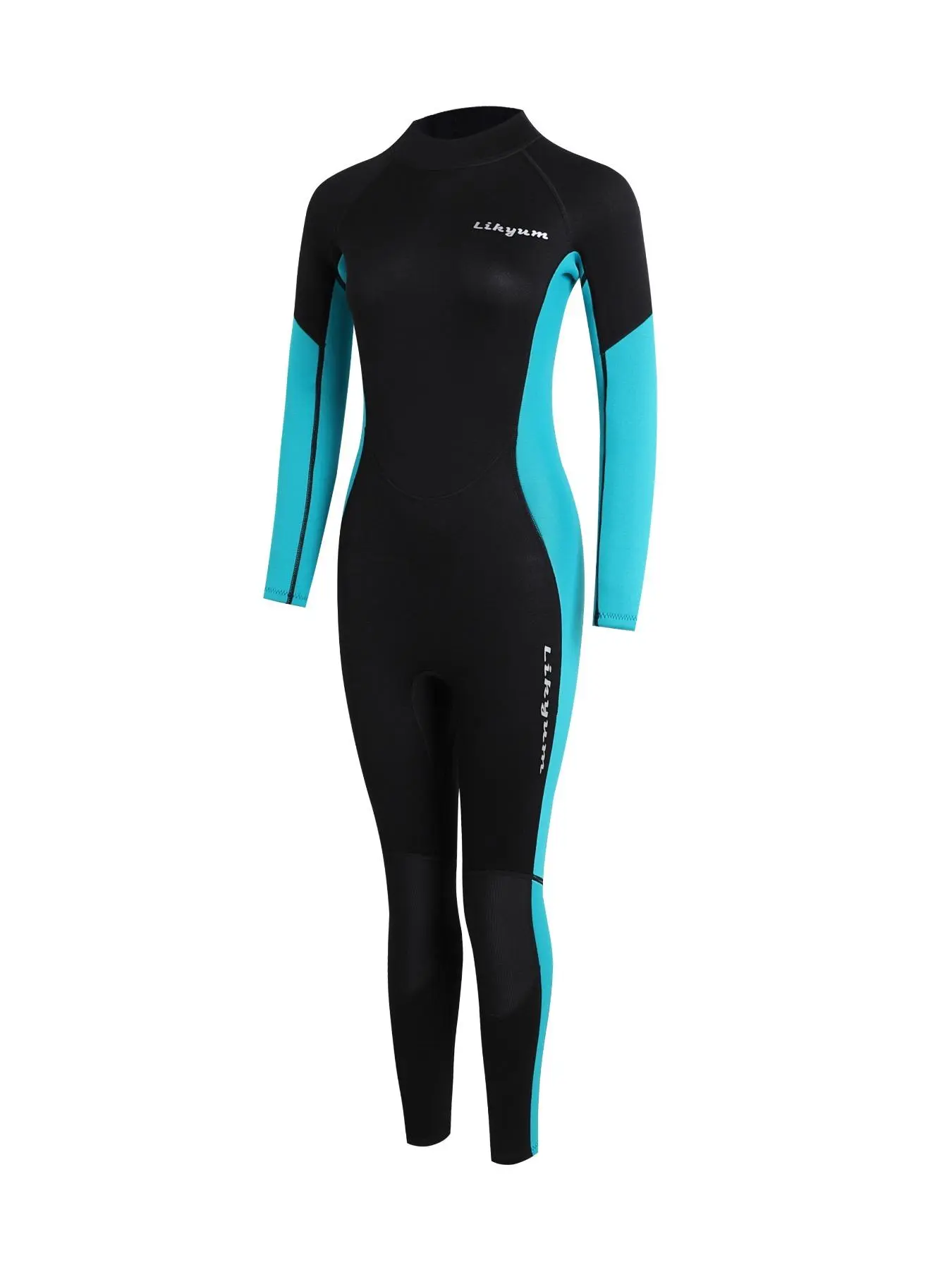 Women's Patchwork Letter Print Long Sleeve Diving Swimsuit, Casual Zipper Mock Neck One-piece Swimwear, Sun Protection Professional Diving Suit