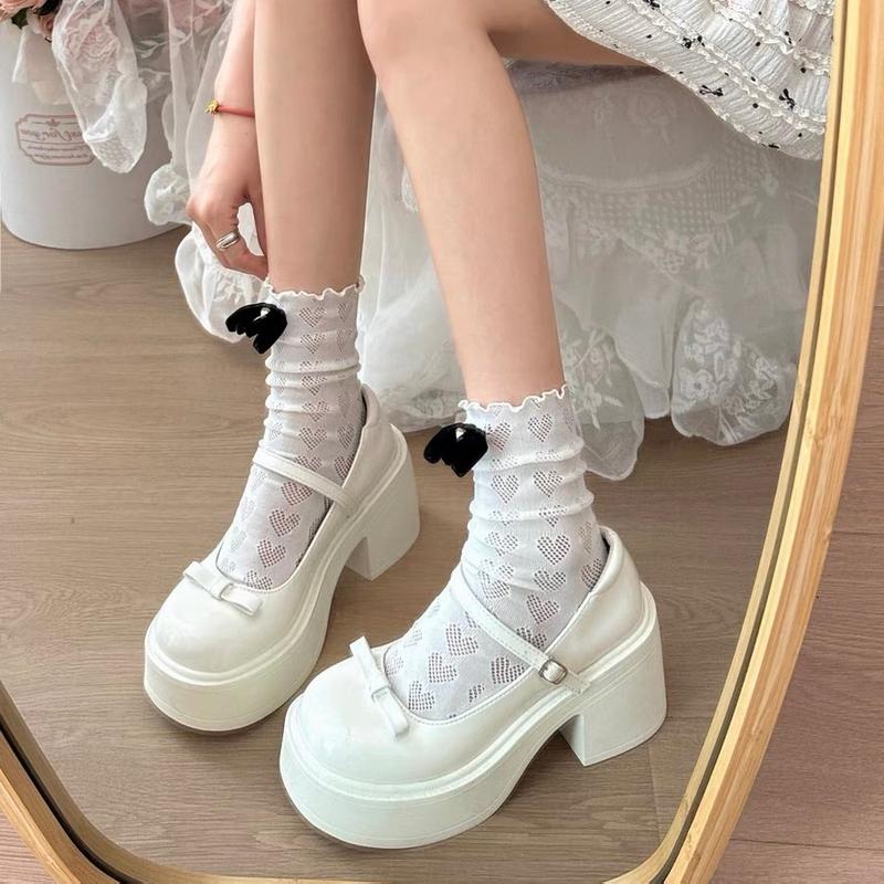 Giày búp bê lolita nữ trắng đế cao 6 phân FULLBOX GD052 Cao Su Shoes Caro Len Hoa giày  mary