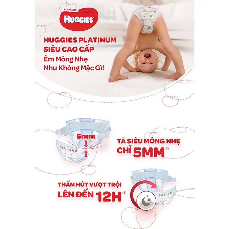 Bỉm/tã dán/quần Huggies Platinum Nature Made Size NB60/S82/M64/L54/XL44/XXL26 1