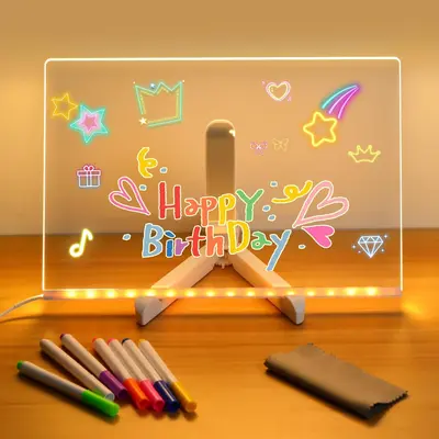 Glow Message Board 11.8x7.8 Inch LED Acrylic Message Board With ...