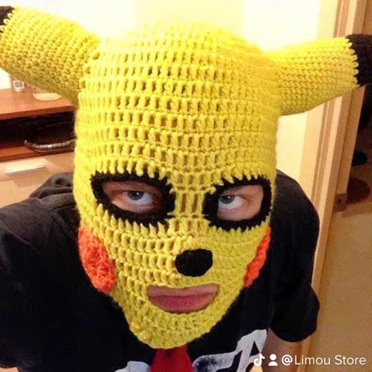 Mũ len chùm đầu pikachu
